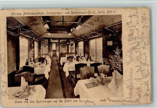 Mitropa - Innenansicht 1922 AK Speisewagen