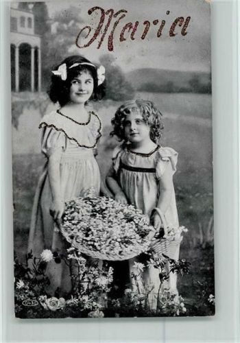 Maria - zwei Mädchen mit einem Blumenkorb AK