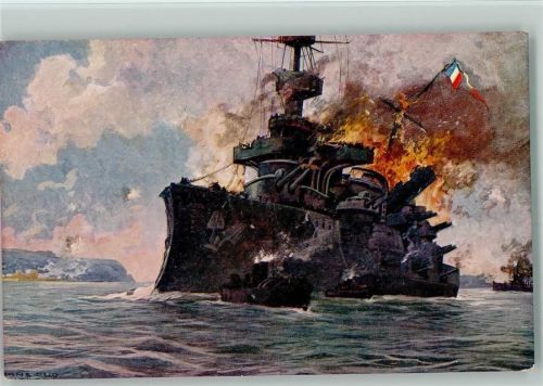 Panzerschiff Bouvet - Kampf in den Dardanellen , sign Hans Rudolf Schulze