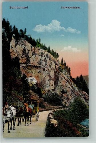 Ühlingen Schlüchtal mit Kutsche, Schwedenfelsen 1928 AK