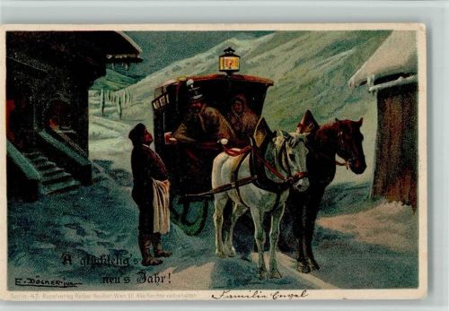 Serie 47 - Neujahr - Postkutsche , litho