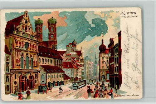 W8000 München Neuhauserstr. mit Straßenbahn, litho 1900 AK Straßenbahn