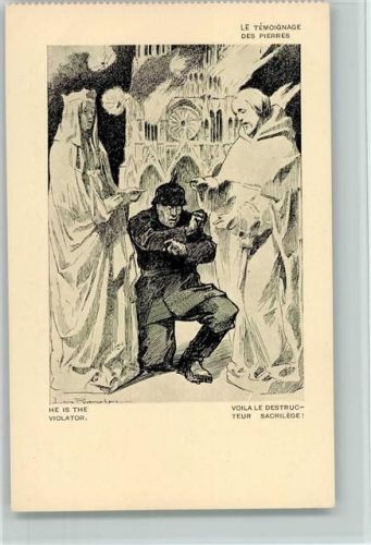 Le Temoignage des Pierres - He Is The Violator - Militär Karikatur Künstlerkarte