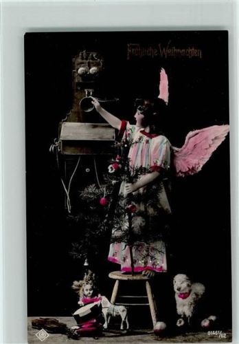 Engel am Telefon, Spielzeug, Puppe - Weihnachten 1923 Foto AK