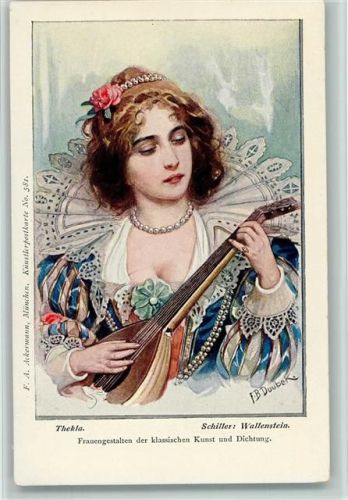 Thekla mit Laute - Schiller - Frauen Gestalten der klassischen Kunst und Dichtung , Schmuck