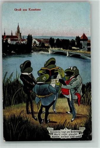 Vermenschlichte Frösche singen in Kostanz 1919 AK