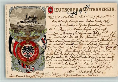 1903 Deutscher Flottenverein - Wappen, Kriegsschiff , Fahnen