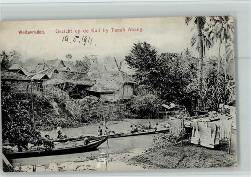 Weltevreden 1911 Gezicht op de Kali by Tanah Abang Boote