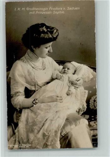 1911 Herzogin Feodora v. Sachsen mit Baby Sophie