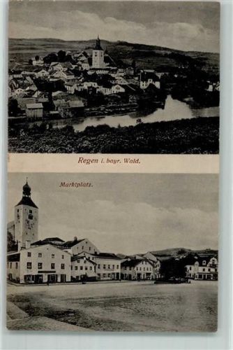 Regen 1918 Marktplatz Kirche