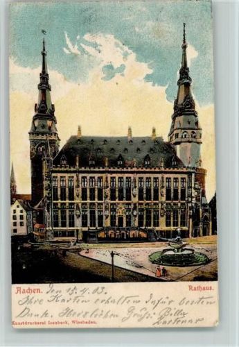 Aachen 1903 Rathaus Brunnen