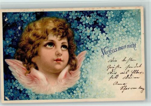 TexT: Vergiss mein nicht - Engelskopf mit vielen Blüten
