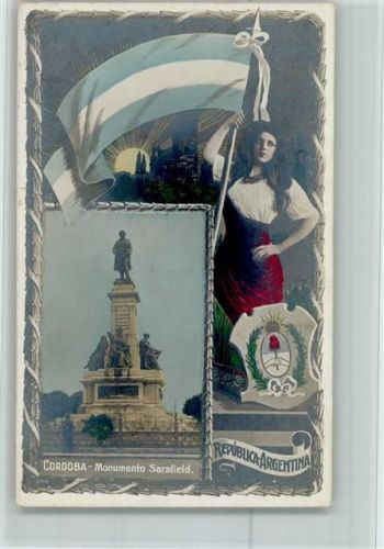 Cordoba Monumento Sarsfield Fahne Frau