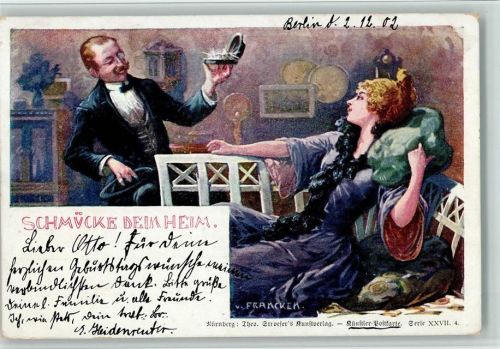 Künstler Postkarte Serie XXVII-4 - sign Francken - Schmuck für die Liebste - Liebe TSN 1902 Künstlerkarte