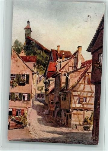 W7300 Esslingen am Neckar Geiselgasse mit Hochwacht , sign Marschall, gute Erhaltung AK Marschall, V. Künstlerkarte