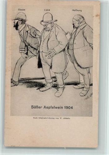 Eschersheim Süßer Äpfelwein 1904 - sign W. Altheim - Wirtschaft zum Bahnhof - Werbung