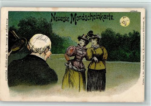 1898 Neueste Mondscheinkarte Nr. 740 AK Mann hat eine Glatze