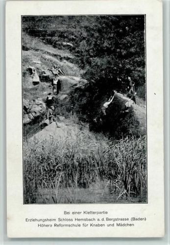Hemsbach 1910 Bei einer Kletterpartie Kinder Erziehungsheim Schloss Hemsbach Höhere Reformschule für Knaben und Mädchen