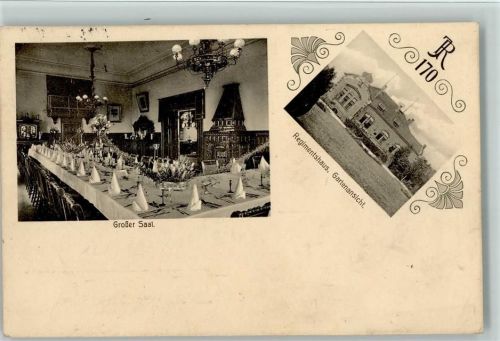 Offenburg 1912 Regimentshaus Gartenansicht Innenaufnahme Großer Saal 2-Bildaufnahme