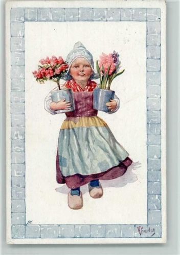 BKW Serie 868-1 Hollandmädchen mit Blumentöpfe