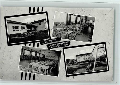 Eisenberg Gaststätte Haus der Heimat Innenaufnahmen Gastraum Terrasse Kinderspielplatz Schaukel Rutsche 4-Bildaufnahme Rosenthal