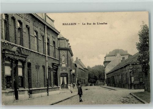 Halluin 1917 La Rue de Linselles AK