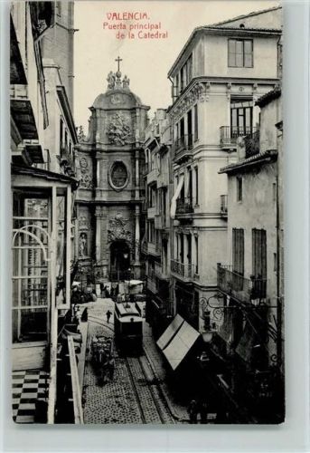 Valencia 1928 Puerta principal, Straßenbahn AK