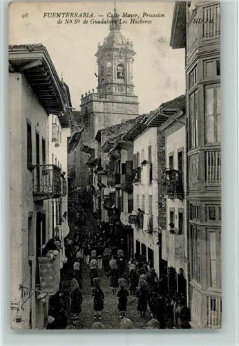 Fuenterrabia Hondarribia 1908 - Calle Mayor, Prozession AK