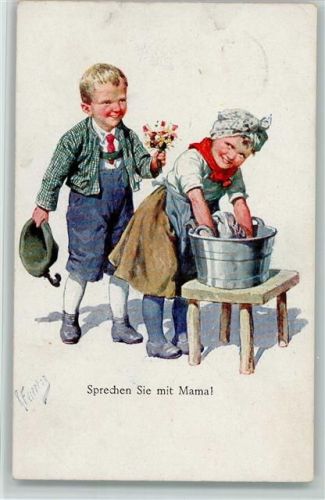 1920 BKW Serie 982-2 - Kinder, Wäsche waschen, AK