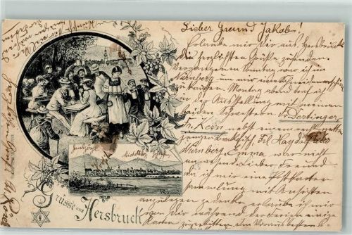 91217 W8562 Hersbruck 1896 Gebrauchsspuren sign Künstlerkarte
