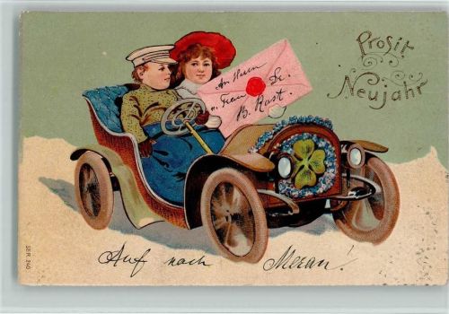 1907 Neujahr - Kinder mit einem großen Brief - Serie240 AK