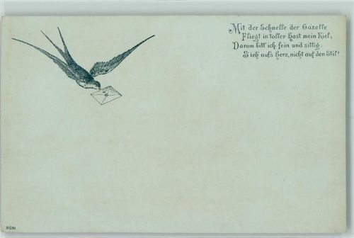 Vorläufer Druck 1890-1895 Schwalbe mit Brief im Schnabel
