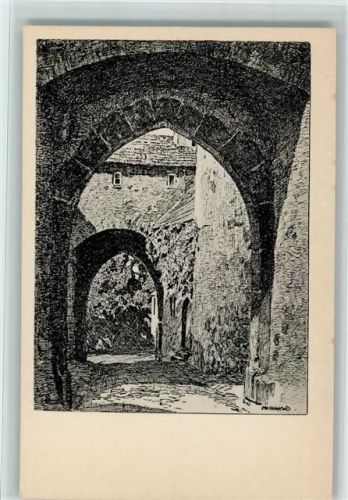 Friedberg Hinteres Burgtor Ortsansicht No. 2 sign. Prof. Dr. Otto Ubbelohde