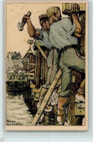 1915 WK I Pioniere beim Brückenbau