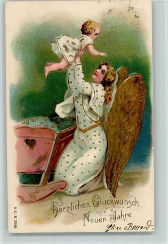 1905 Engel passt auf das Baby in der Wiege auf AK