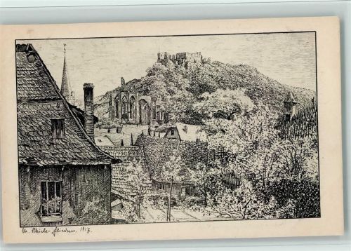 Bacharach Federzeichnung Schiele-Fliedner , gute Erhaltung AK