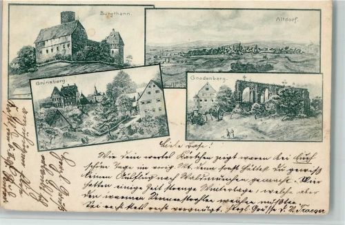 Altdorf 1898 Ortsansichten Burgthann Altdorf Grünsberg Gnadenberg 4-Bildaufnahme sign.