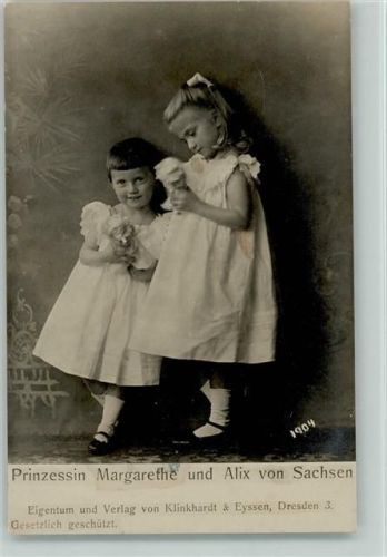 Prinzessin Margarethe und Alix mit Eistüten 1904 Foto AK