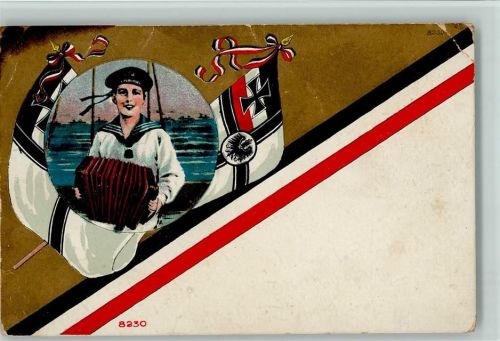 Matrose mit einer Ziehharmonika, Flaggen, schwarz-weiss-rot Patriotik