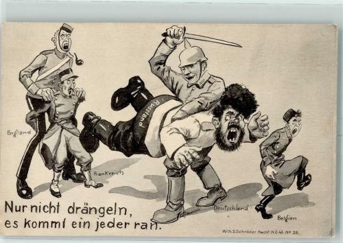 Karikatur Nicht drängeln AK