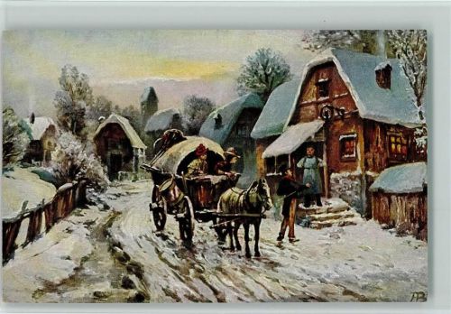 1916 Underberg Serie VII-4 "Dorfleben im Winter" - sehr gute Erhaltung AK