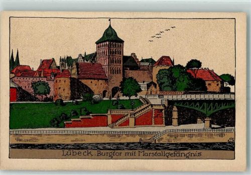 Lübeck Burgtor mit Marstallgefängnis sign
