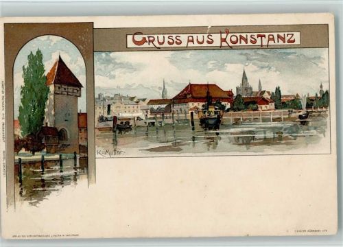 Konstanz Gruss aus - Hafen - Velten - litho 1898 AK
