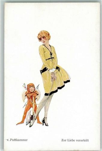 1930 sign von Puttkammer - Amor - Frau an der Leine AK