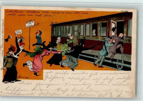 Eisenbahn Humor Nr. 455 - gute Erhaltung Bürger Bruno Lithographie / Künstlerkarte