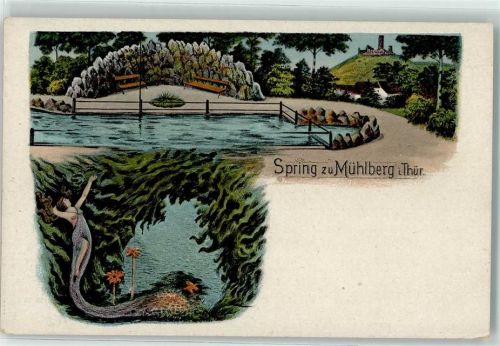 99869 O5801 Mühlberg b Gotha, Thür 1921 - Karstquelle Spring zu Mühlberg Sagen von der Meerjungfrau Mermaid