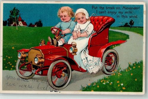 1908 Verlag PFB Serie 7318 - Babys fahren Auto , gute Erhaltung AK