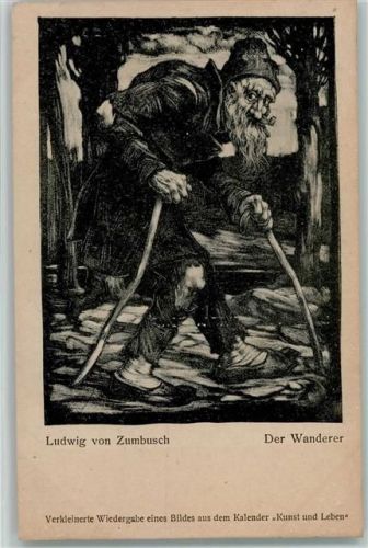 1919 Der Wanderer - Bilder aus dem Kalender "Kunst und Leben" gute Erhaltung AK