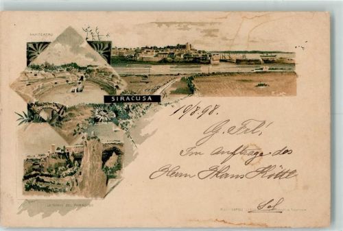 96100 Siracusa Lithographie Anfiteatro La Tomie del Paradiso