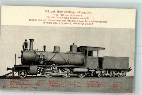3/4 gek. Gemischtzug Lokomotive 1000 mm Spurweite Hannoverschen Maaschinenbau Aktien Gesellschaft